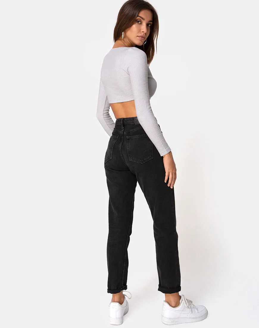 Guan Crop Top in Rib Grey