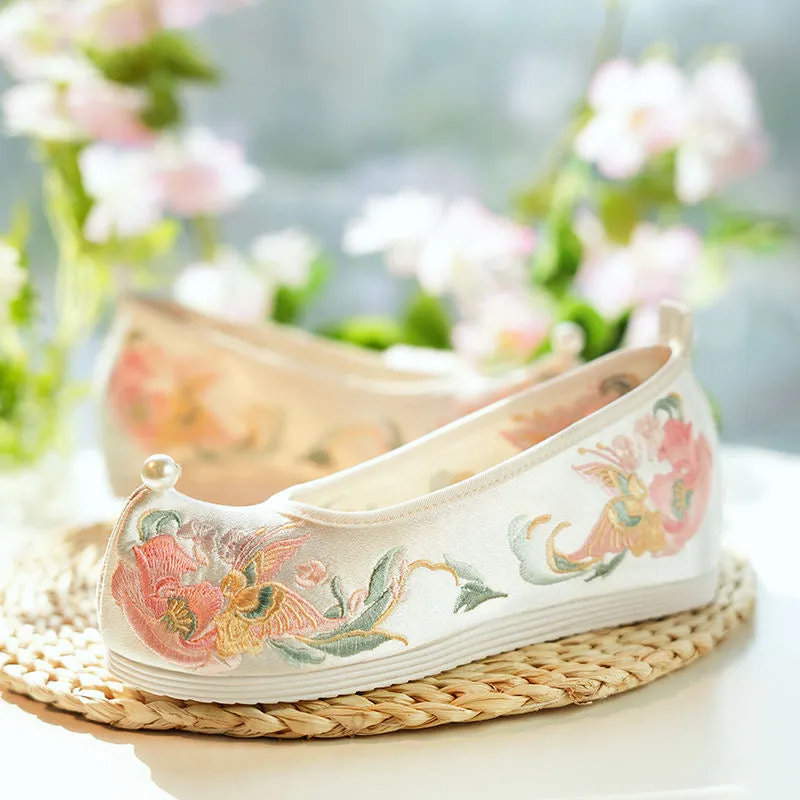 Hanfu Shoes: Pastel Peonies