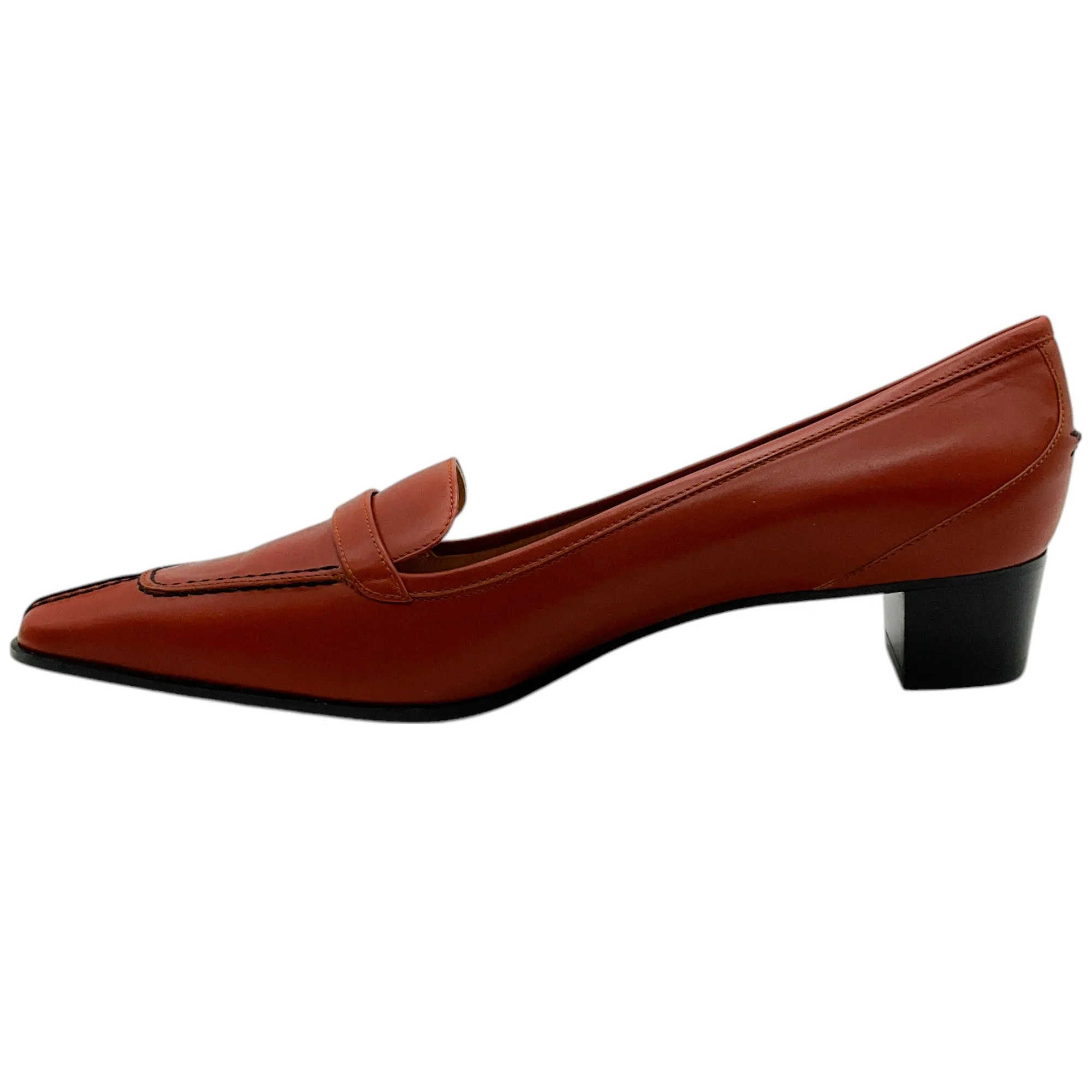 Hermes Tan Classic Logo Low Heeled Pumps