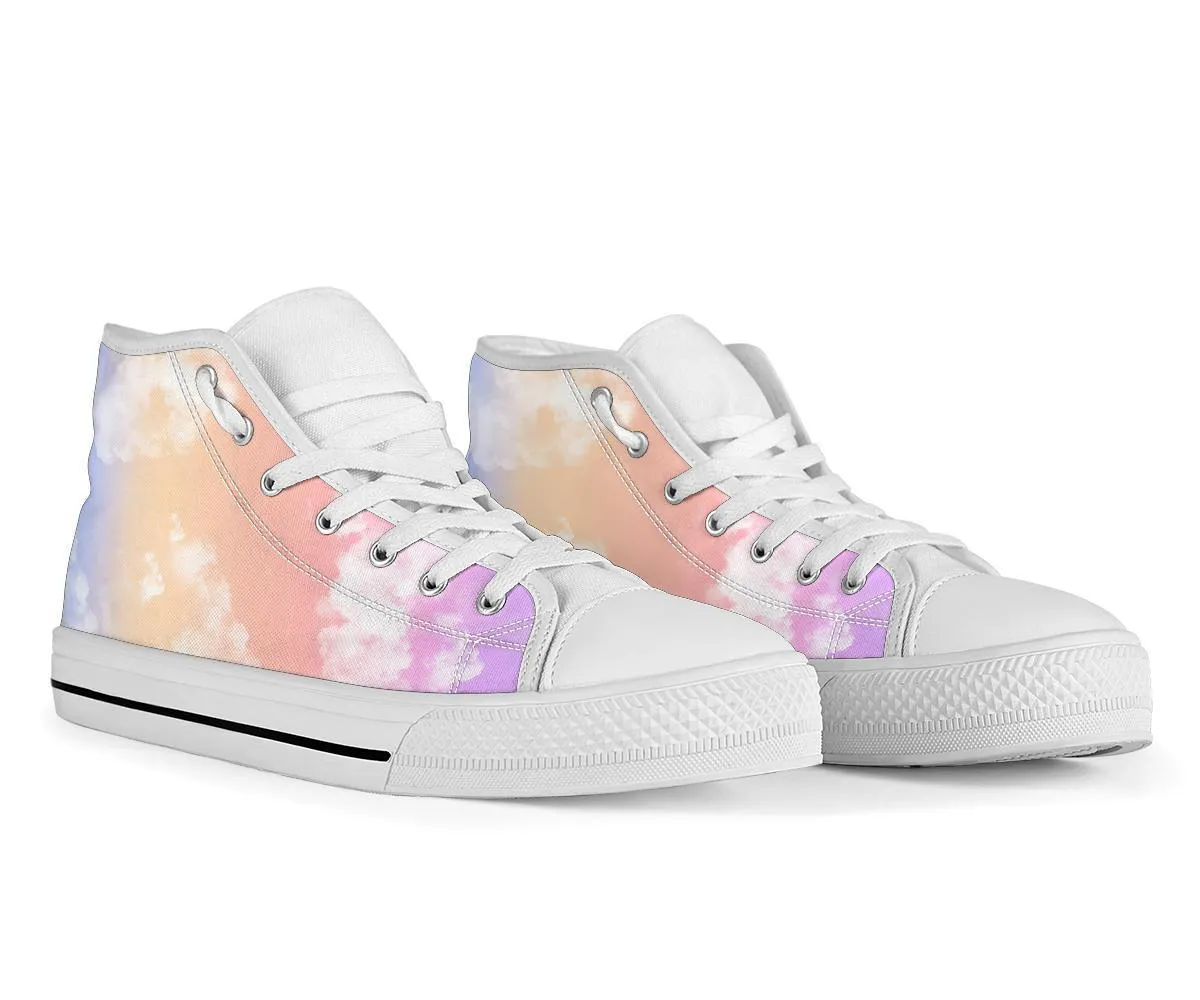 High Top Sneakers - Cloudy (White) | Custom Sneakers Women, Custom Women's Sneakers, Customized Sneakers, Woman's Colorful Sneakers