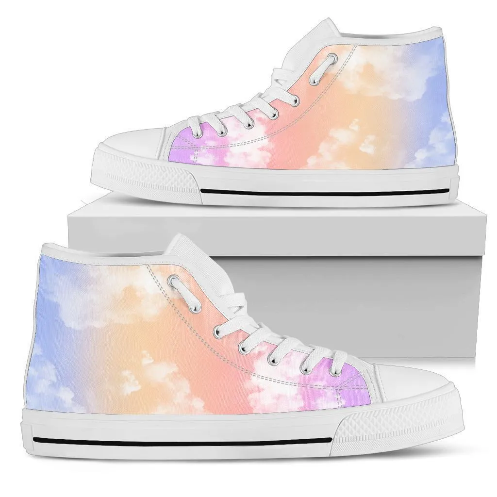 High Top Sneakers - Cloudy (White) | Custom Sneakers Women, Custom Women's Sneakers, Customized Sneakers, Woman's Colorful Sneakers