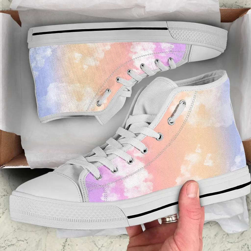 High Top Sneakers - Cloudy (White) | Custom Sneakers Women, Custom Women's Sneakers, Customized Sneakers, Woman's Colorful Sneakers