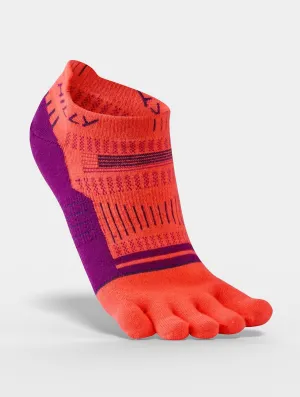 Hilly Womens Toe Socklet Zero Running Socks - Hot Coral / Grape Juice / Charcoal