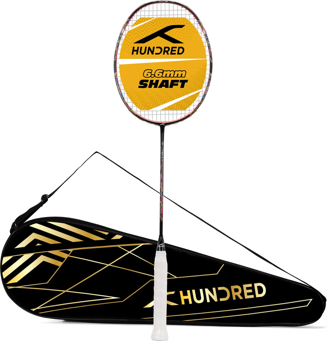 Hundred Flutter S Attk Superior Smash Performance Strung Badminton Racquet (Black / Red)