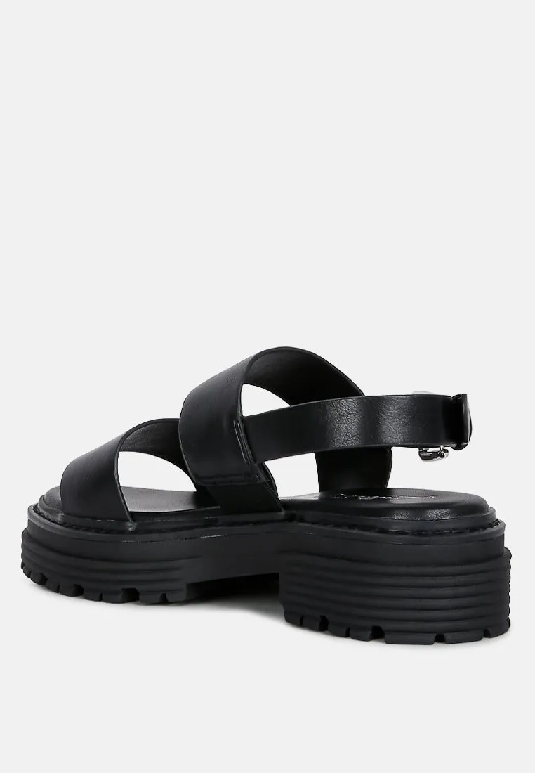 Joan Dual Strap Platforms Sandals With Buckle