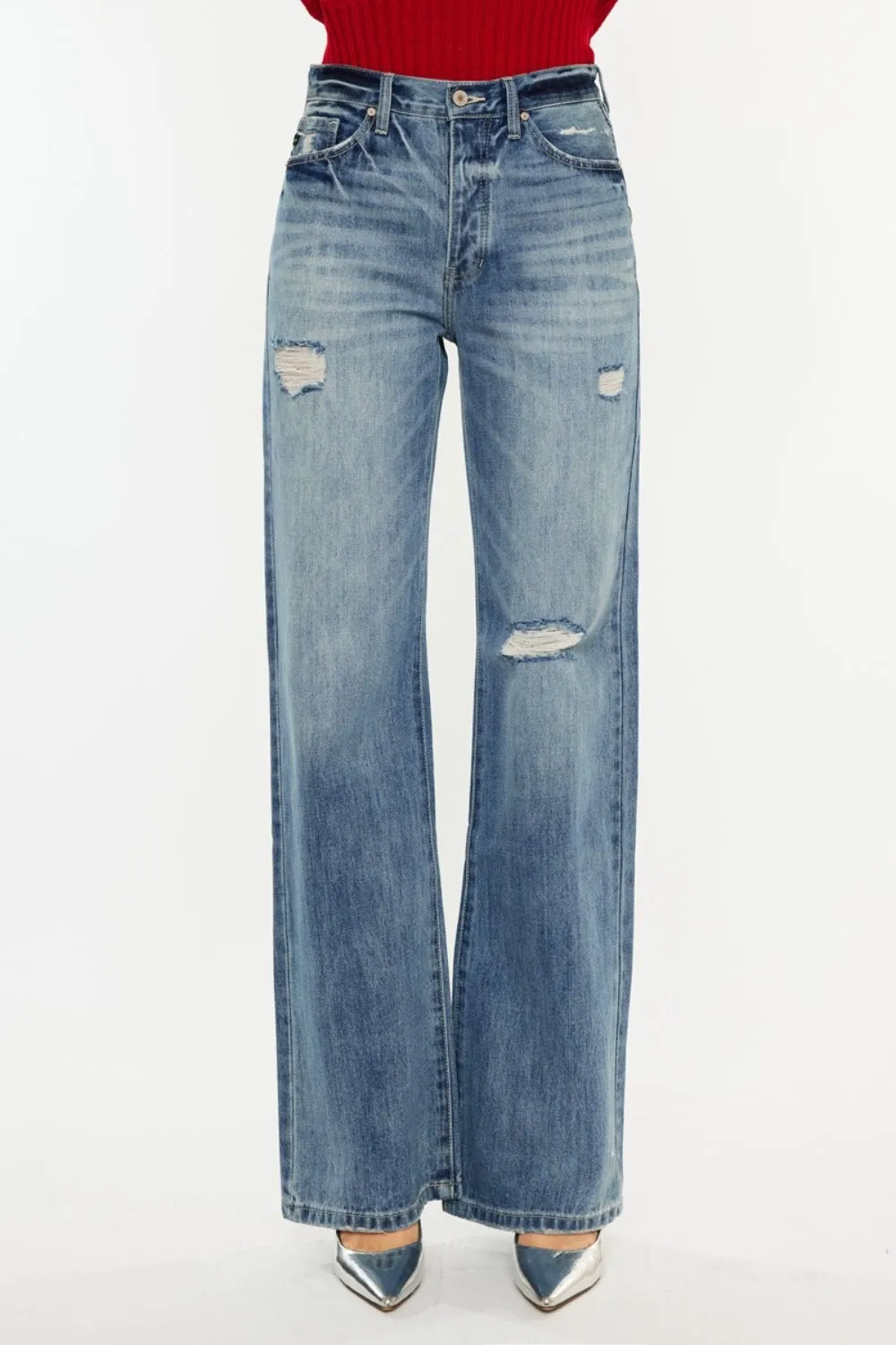 Kancan Cory Distressed High Waist Bootcut Jeans