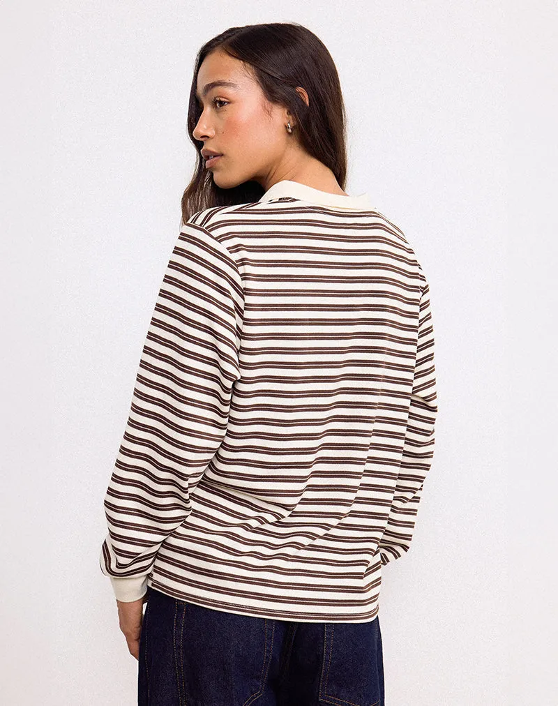 Kemillau Baggy Shirt in Brown with White Stripes