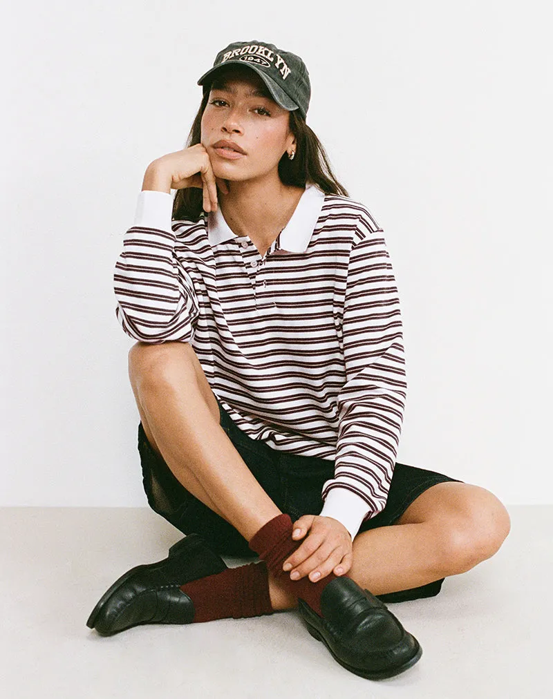 Kemillau Baggy Shirt in Brown with White Stripes