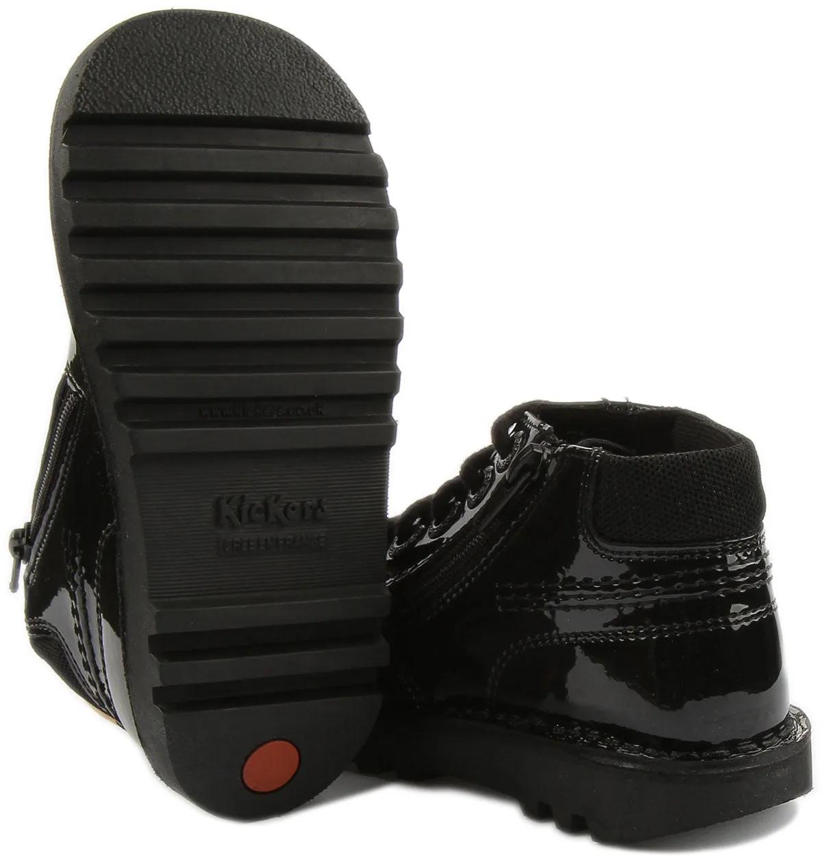 Kickers Kick Hi In Black Patent For Infants