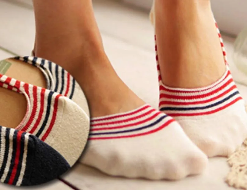 Ladies Invisible Stripe Socks (3 Pairs)