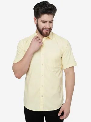 Lemon Solid Slim Fit Semi Casual Shirt | JadeBlue