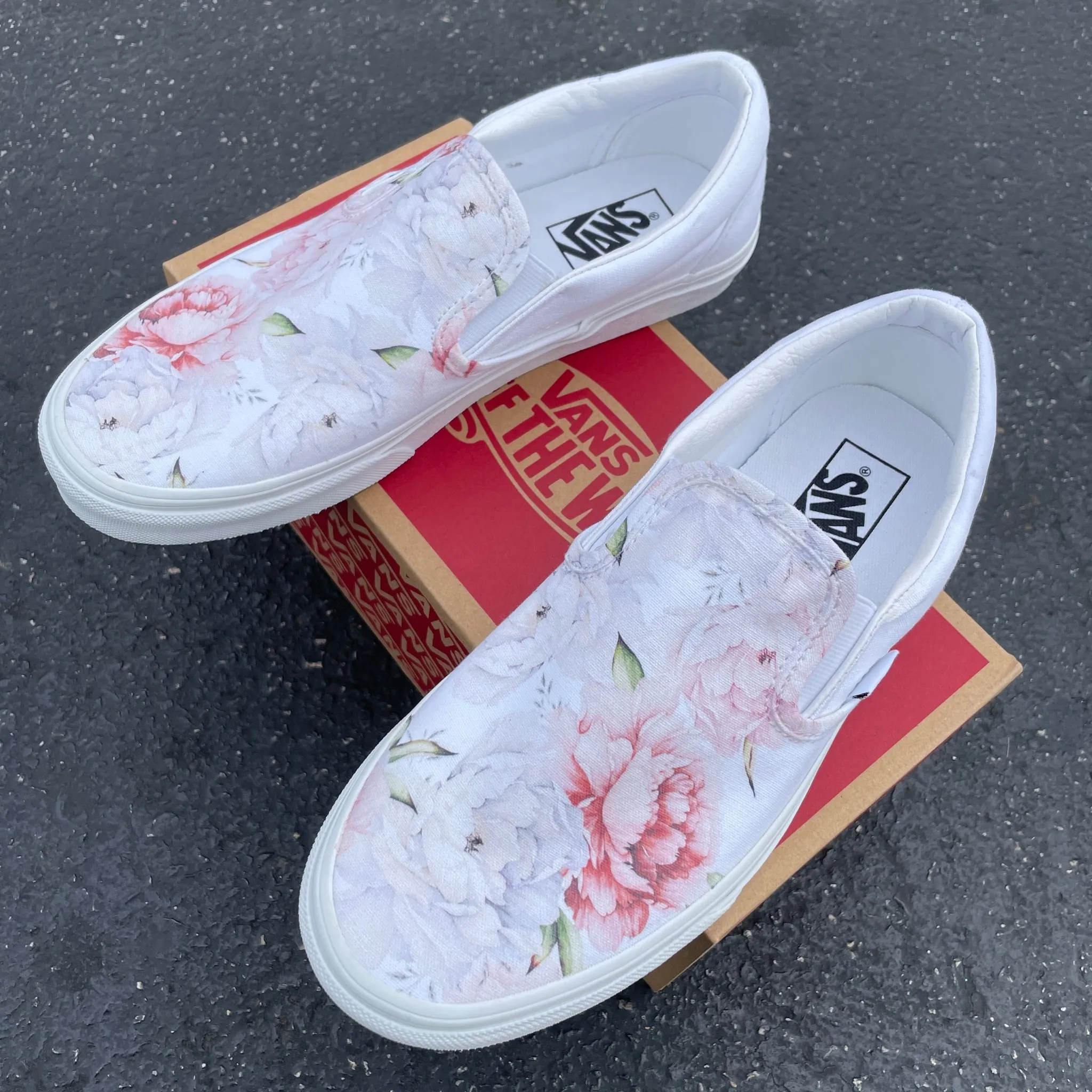 Light Spring Peony - Floral Custom Slip Ons