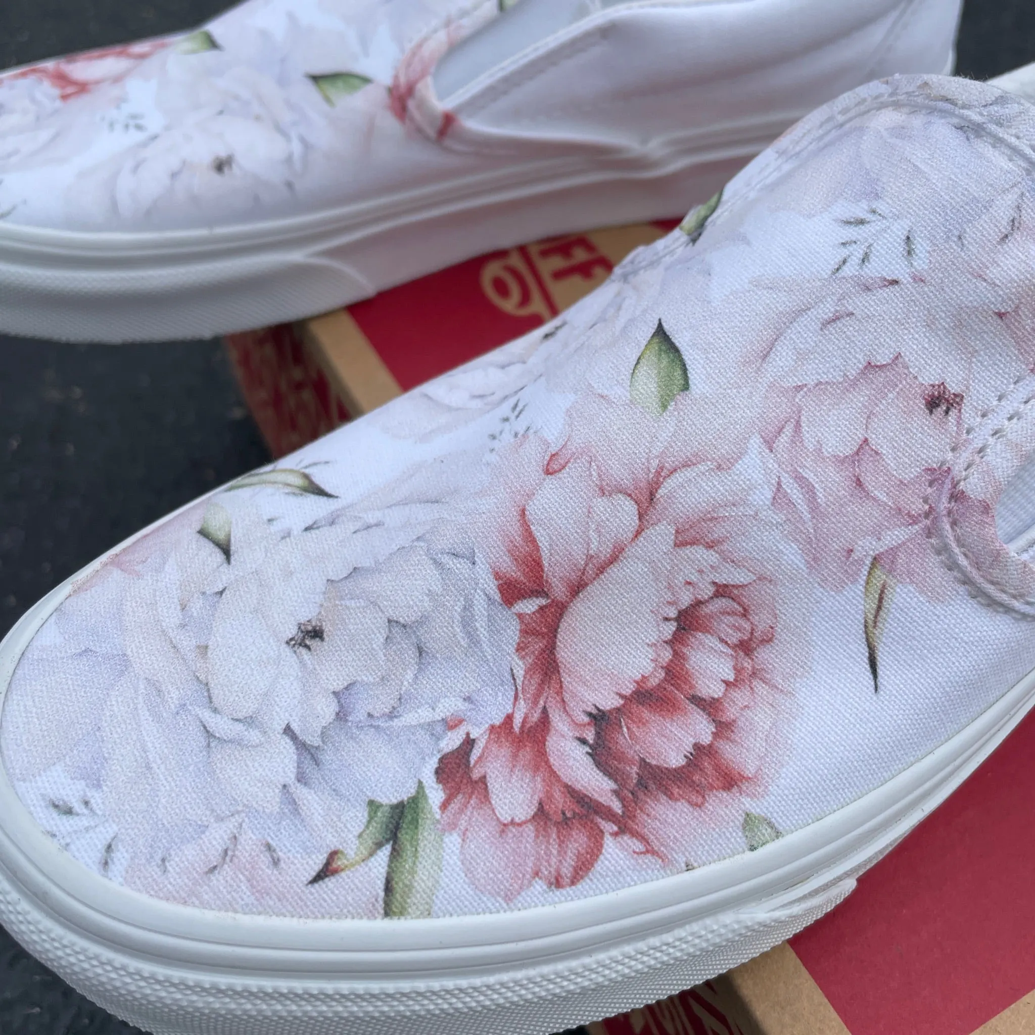 Light Spring Peony - Floral Custom Slip Ons