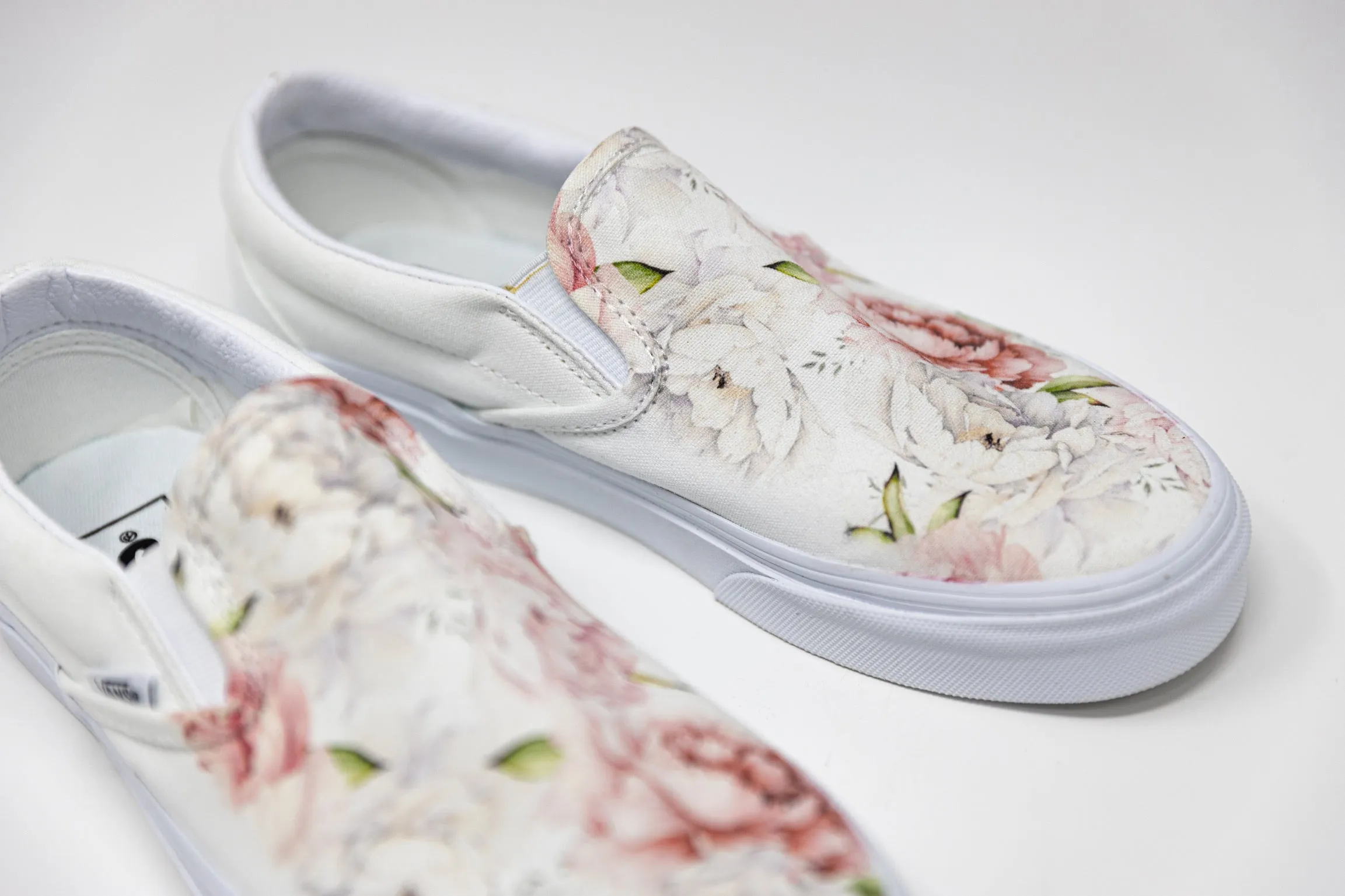 Light Spring Peony - Floral Custom Slip Ons