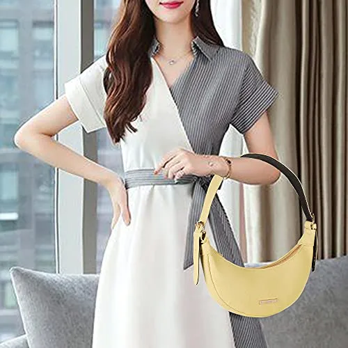 LX Small Shoulder Bags for Women with Shining Pattern (Clear, Lemon)