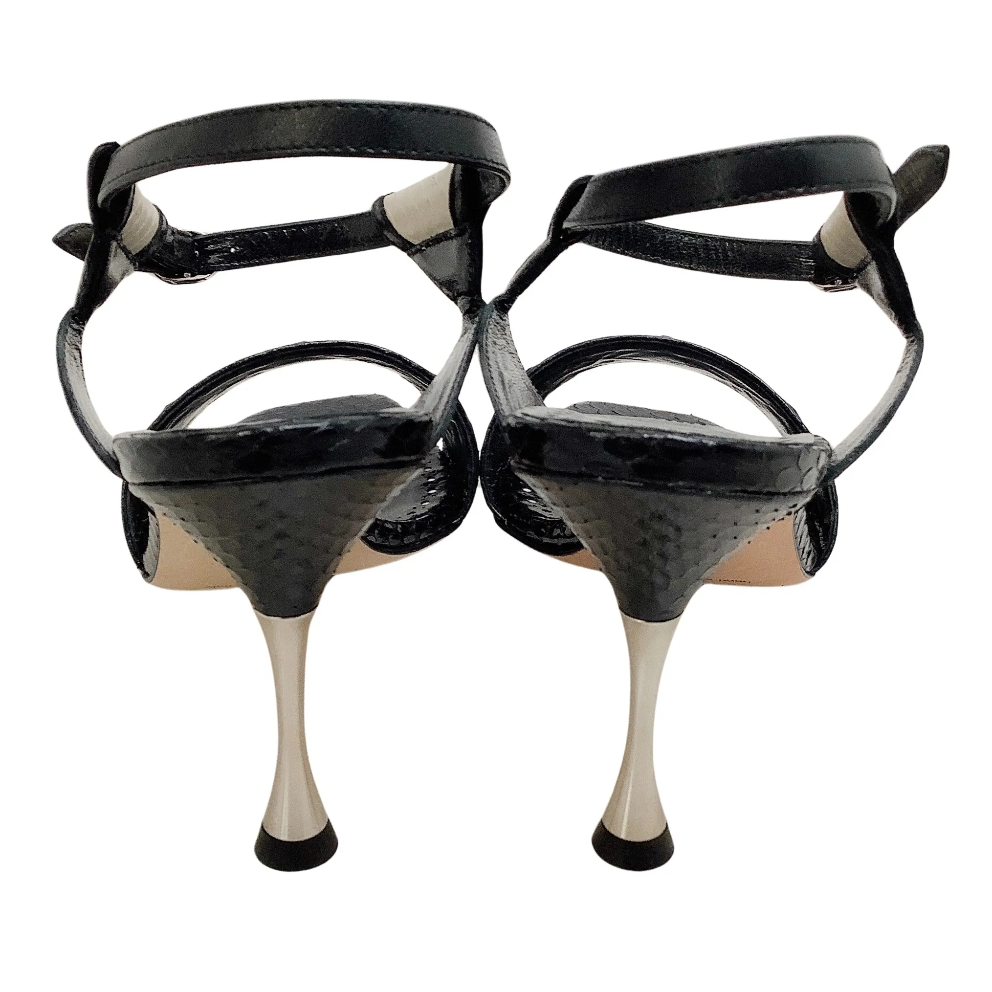 Manolo Blahnik Black / White Snake Jarba Sandals