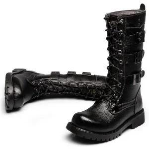 MARTEX PLUS VELVET WINTERIZED HIGH TUBE BLACK BUCKLED BOOTS