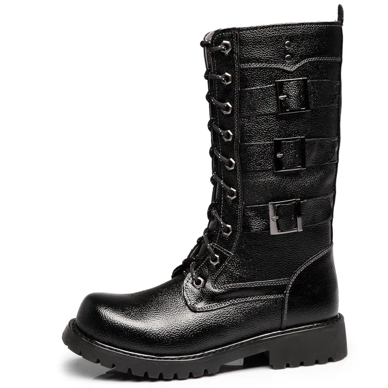 MARTEX PLUS VELVET WINTERIZED HIGH TUBE BLACK BUCKLED BOOTS