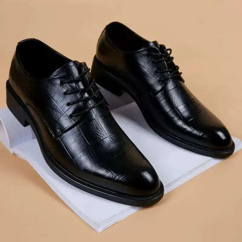 Men Wedding Leather Business Men's Dress Pointed Casual Youth British Style Inner Heightening Spring 2022 New Arrivals Shoes