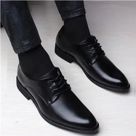 Men Wedding Leather Business Men's Dress Pointed Casual Youth British Style Inner Heightening Spring 2022 New Arrivals Shoes