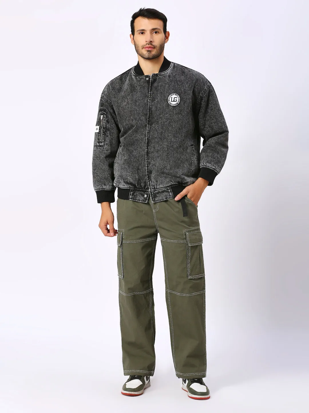 Men's Olive Skater Fit Non Denim Pants