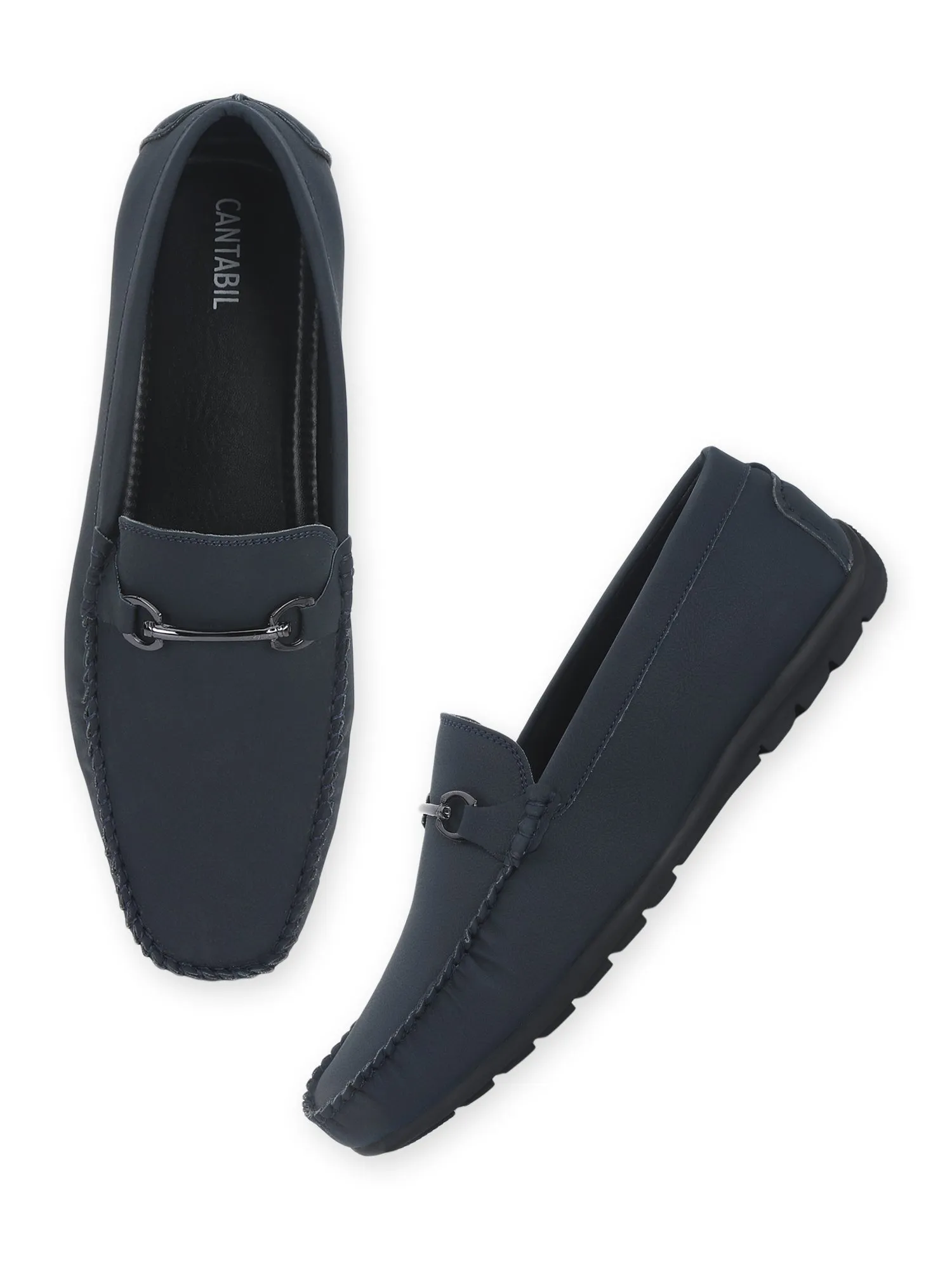 Men's Slip-On Navy Blue Solid Casual Loafer