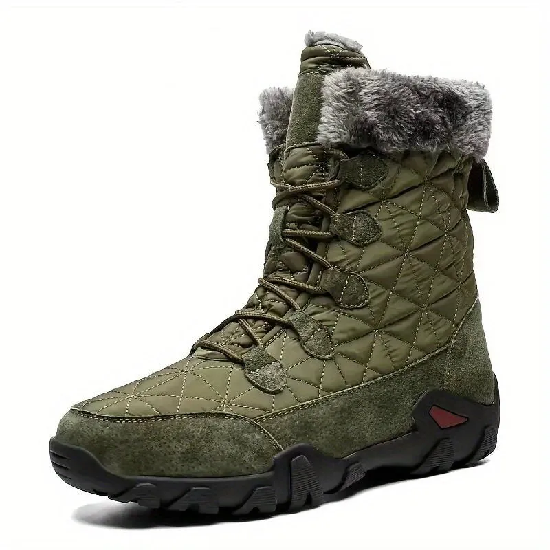 Men's Snow Boots, Warm-Keeping Cotton High-Top Lace-Up Comfortable Hiking Shoes