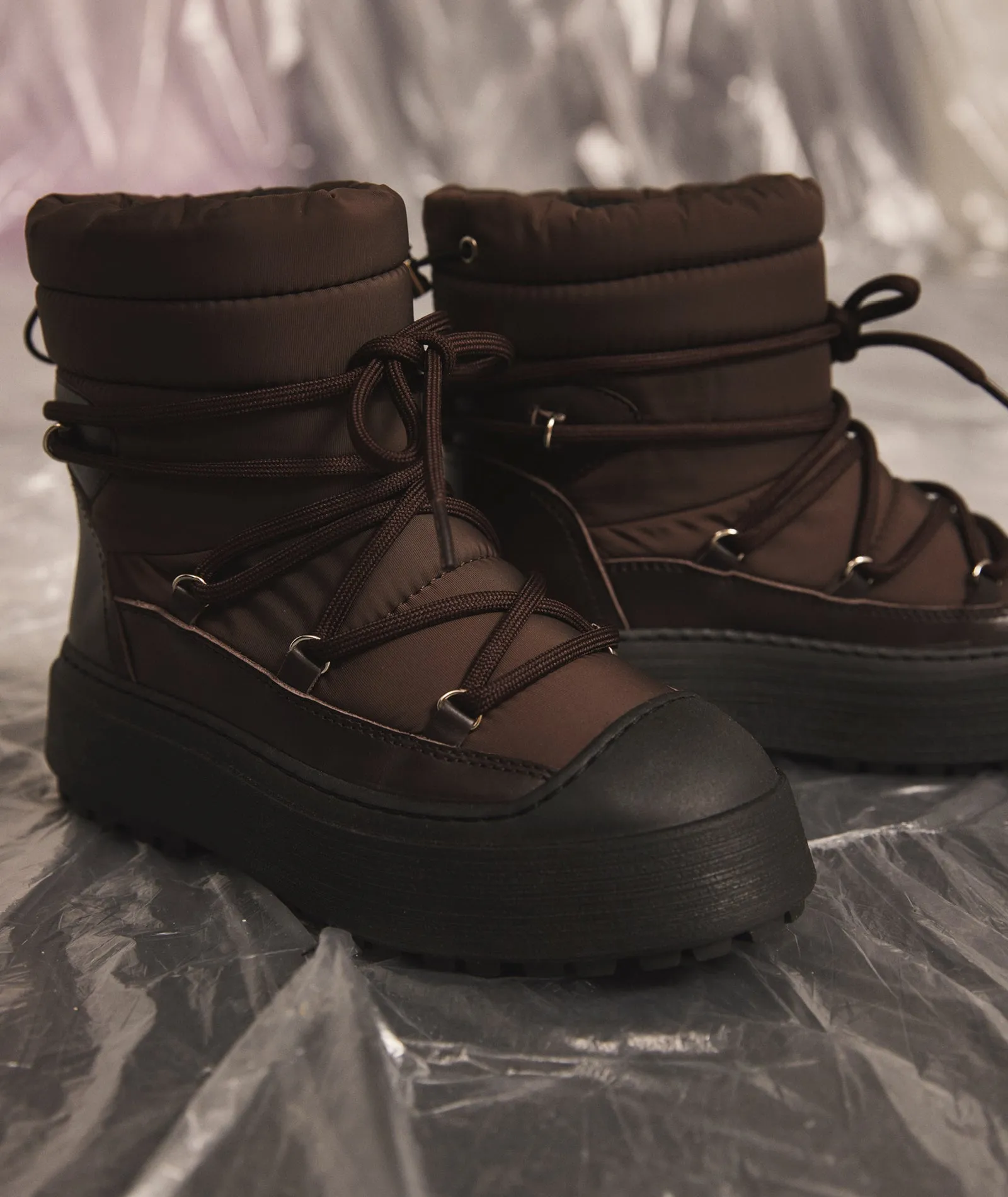 Milo Snow Boot - Brown Nylon / Leather