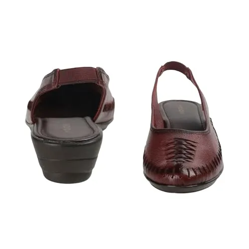 Mochi Women Maroon Casual Leather Sandal UK/7 EU/40 (31-4901)