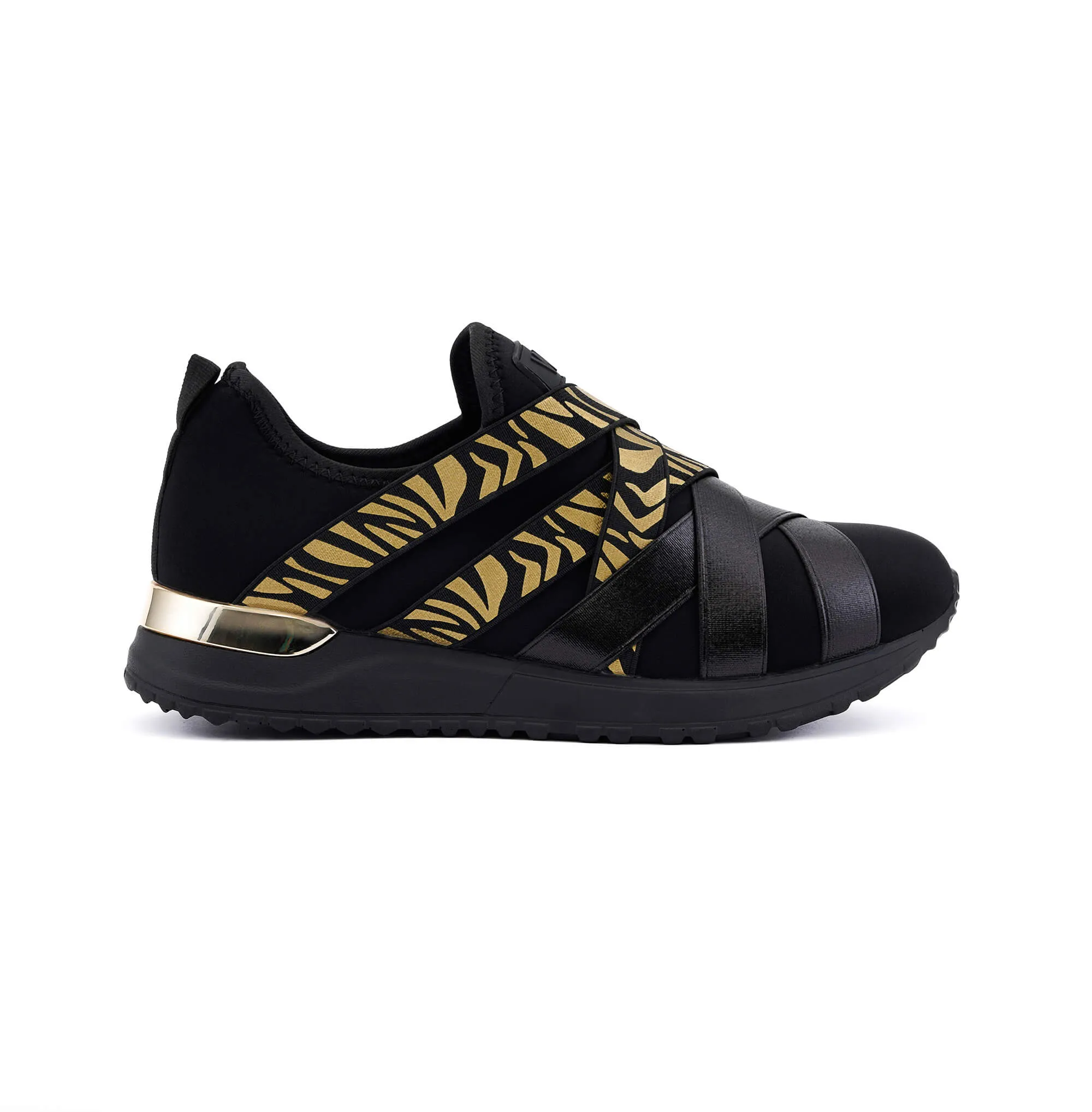 Novara Black Light Gold Zebra Sneakers