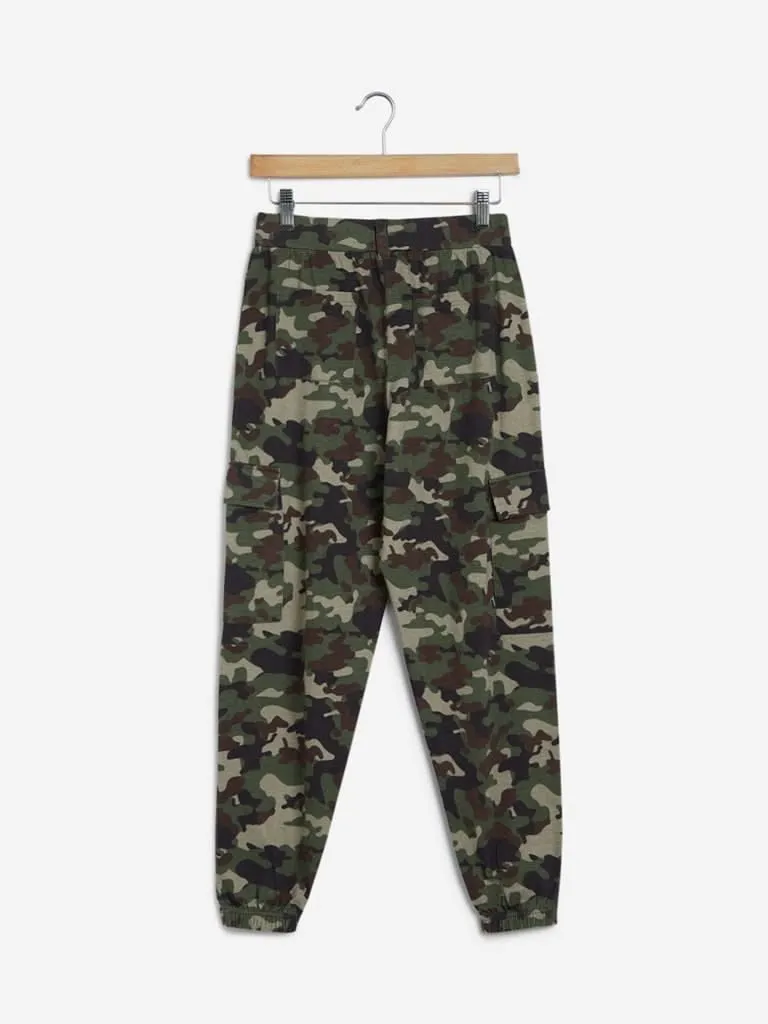 Nuon Khaki Reggie Camouflage Print Joggers