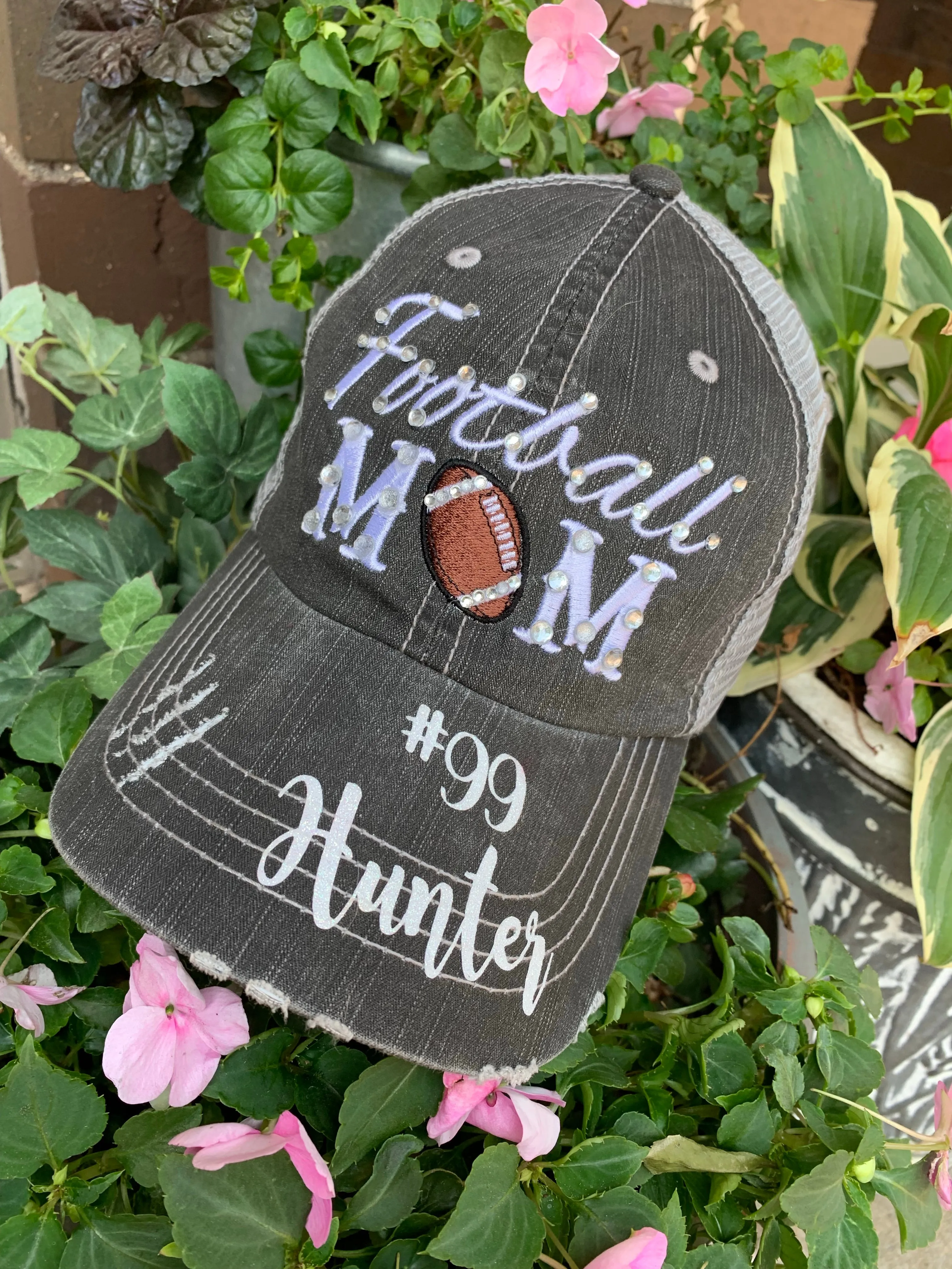 Personalized football hats Football mom Embroidered womens trucker caps