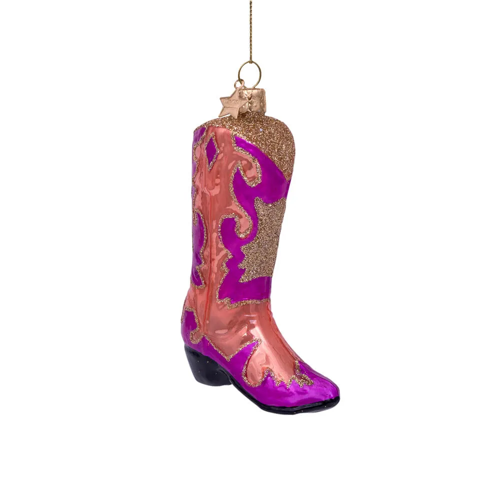 Pink / Orange Cowboy Boot Ornament