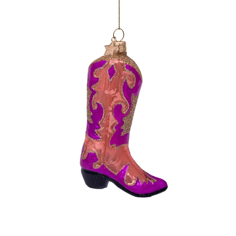 Pink / Orange Cowboy Boot Ornament