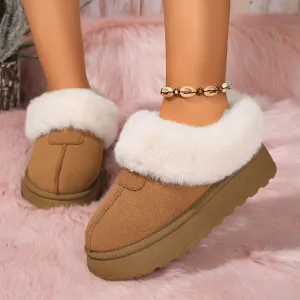 Plus Size Round Toe Thick Sole Warm Fleece Lined 2024 Winter Shoes