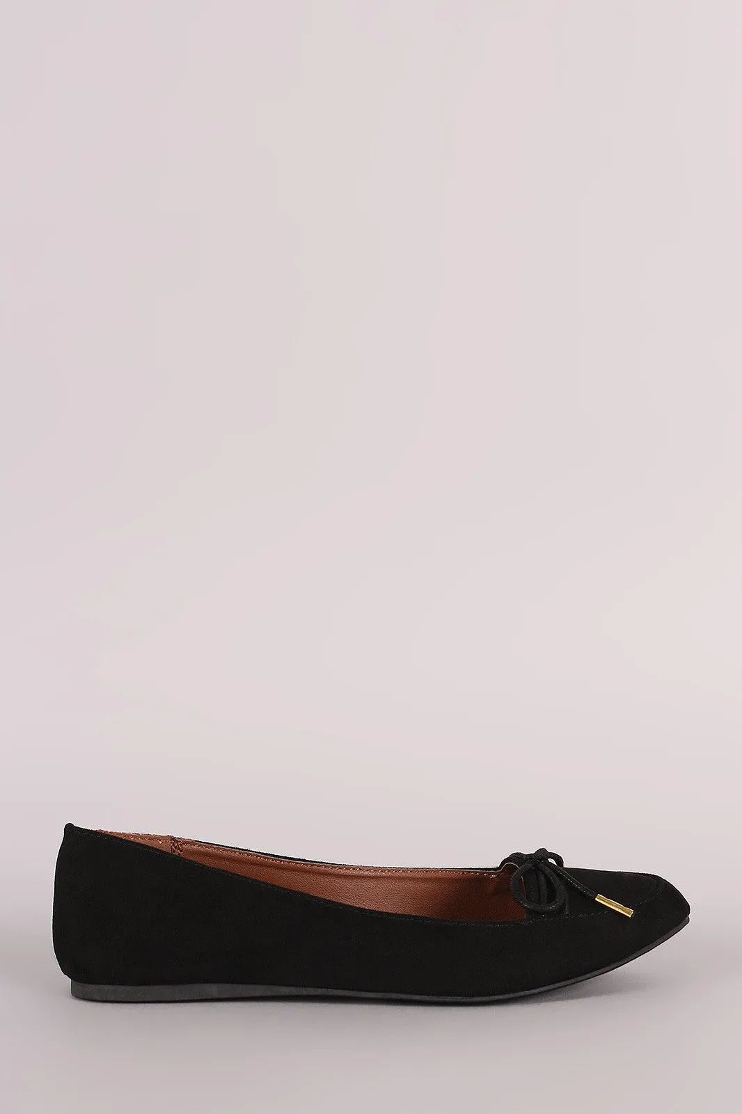 Qupid Almond Toe Bow Loafer Flats