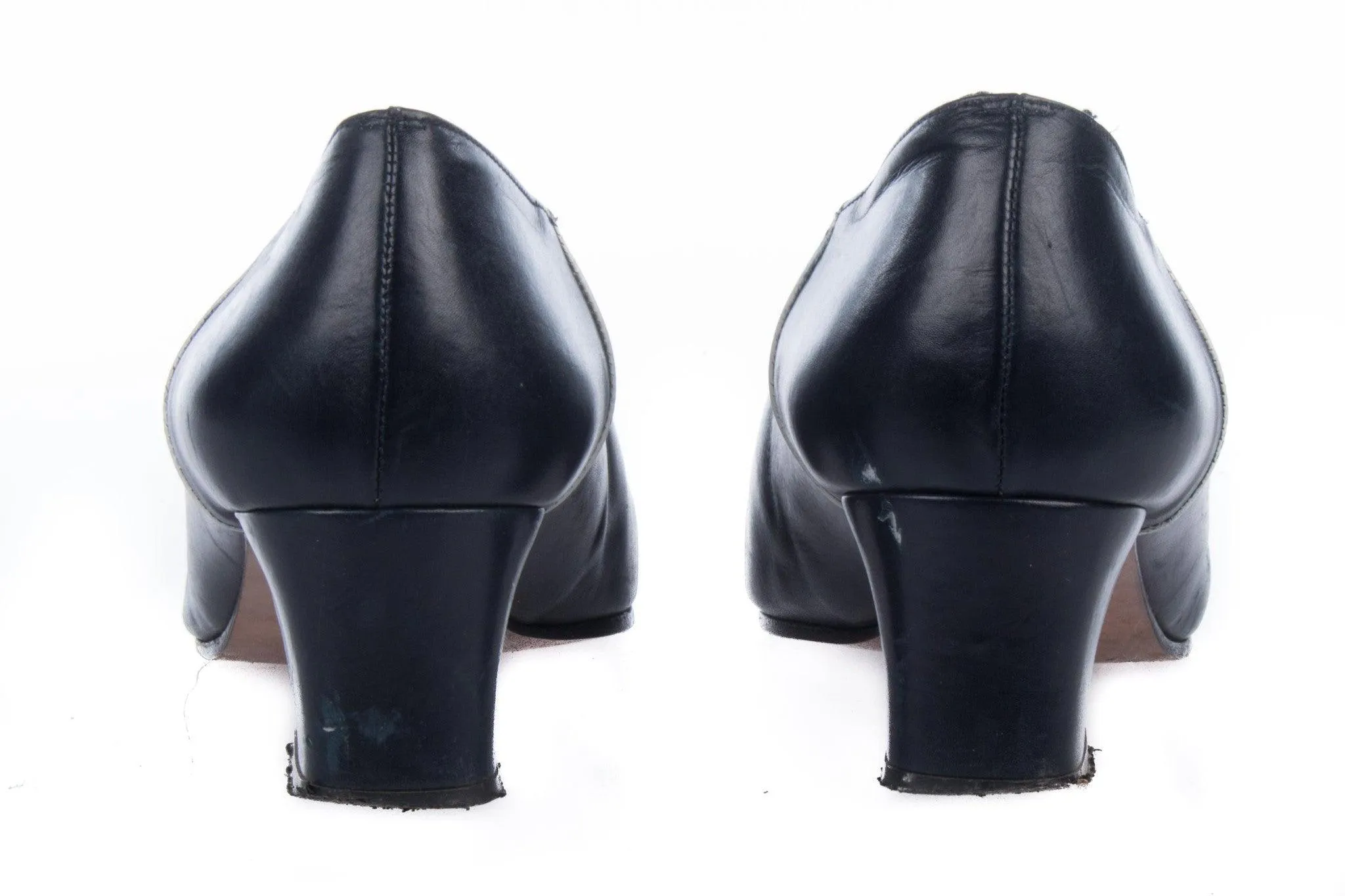 Rebeca Sanver Black Leather Shoes with White Toe Detail Size 36 (UK 3.5)