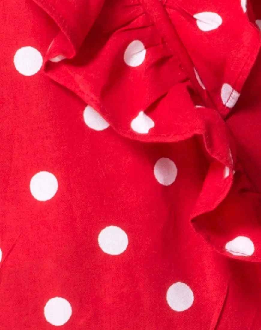 Rica Skater Dress in Medium Polka Red and White