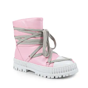 RICHIE-1 FRONT TIE UP SNEAKER BOOTS - PINK