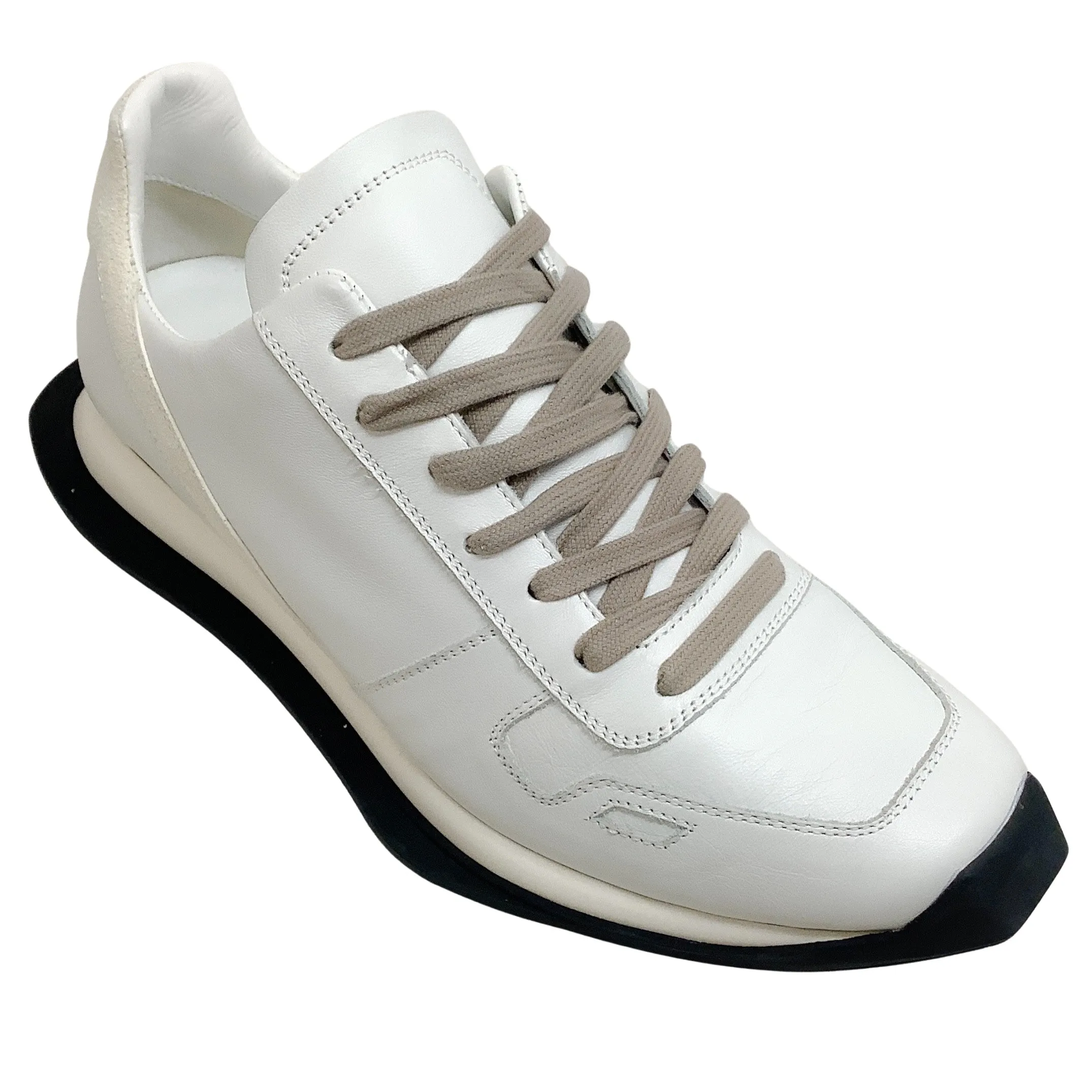 Rick Owens Chalk White Runner Lace Up Sneakers