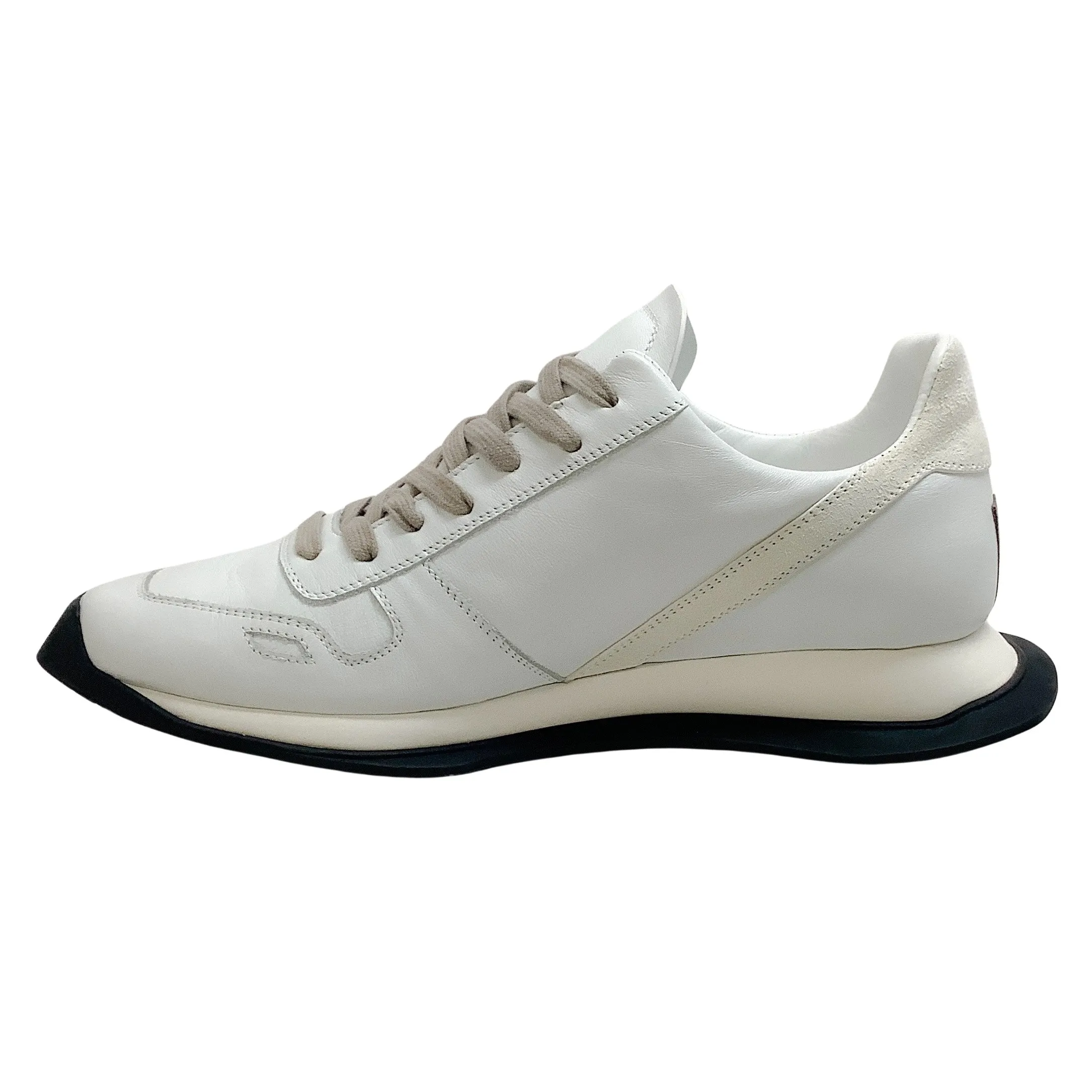 Rick Owens Chalk White Runner Lace Up Sneakers