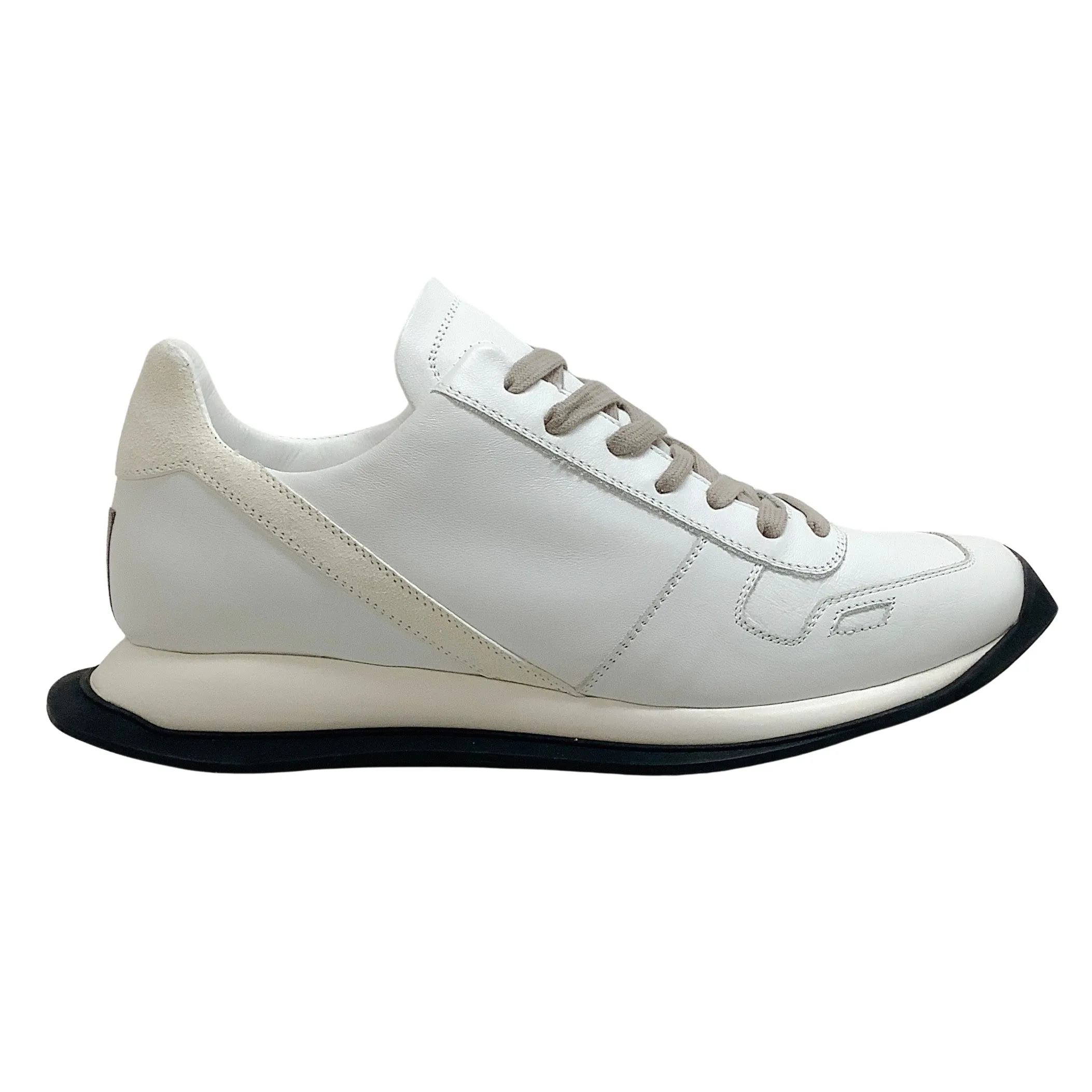 Rick Owens Chalk White Runner Lace Up Sneakers