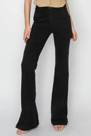 RISEN Rhonda High Rise Side Slit Cargo Bootcut Jeans