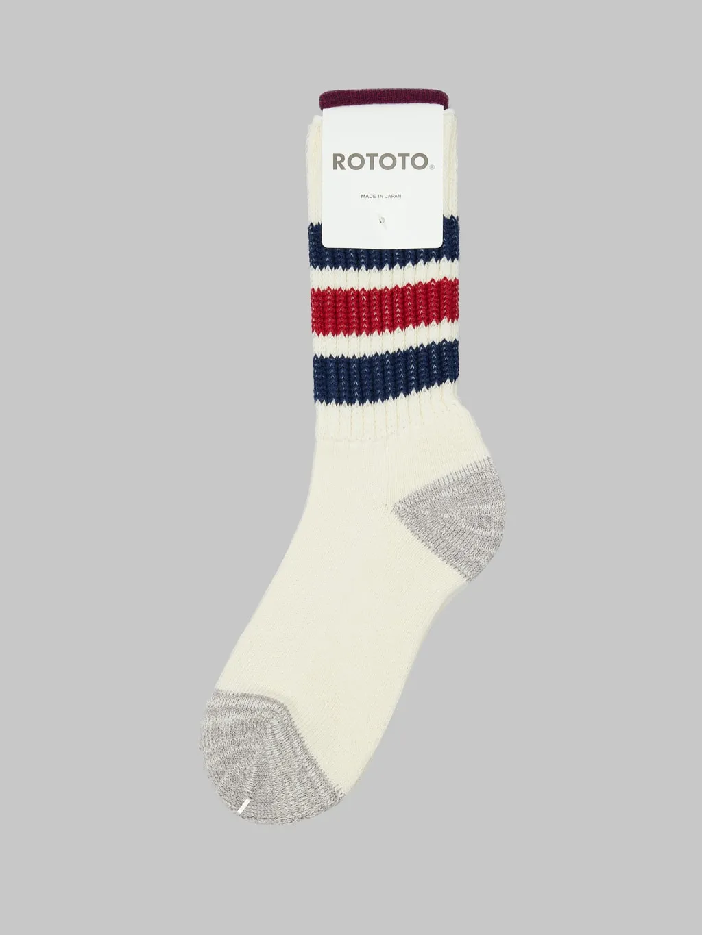 ROTOTO Coarse Ribbed Oldschool Crew Socks Navy/Dark Red