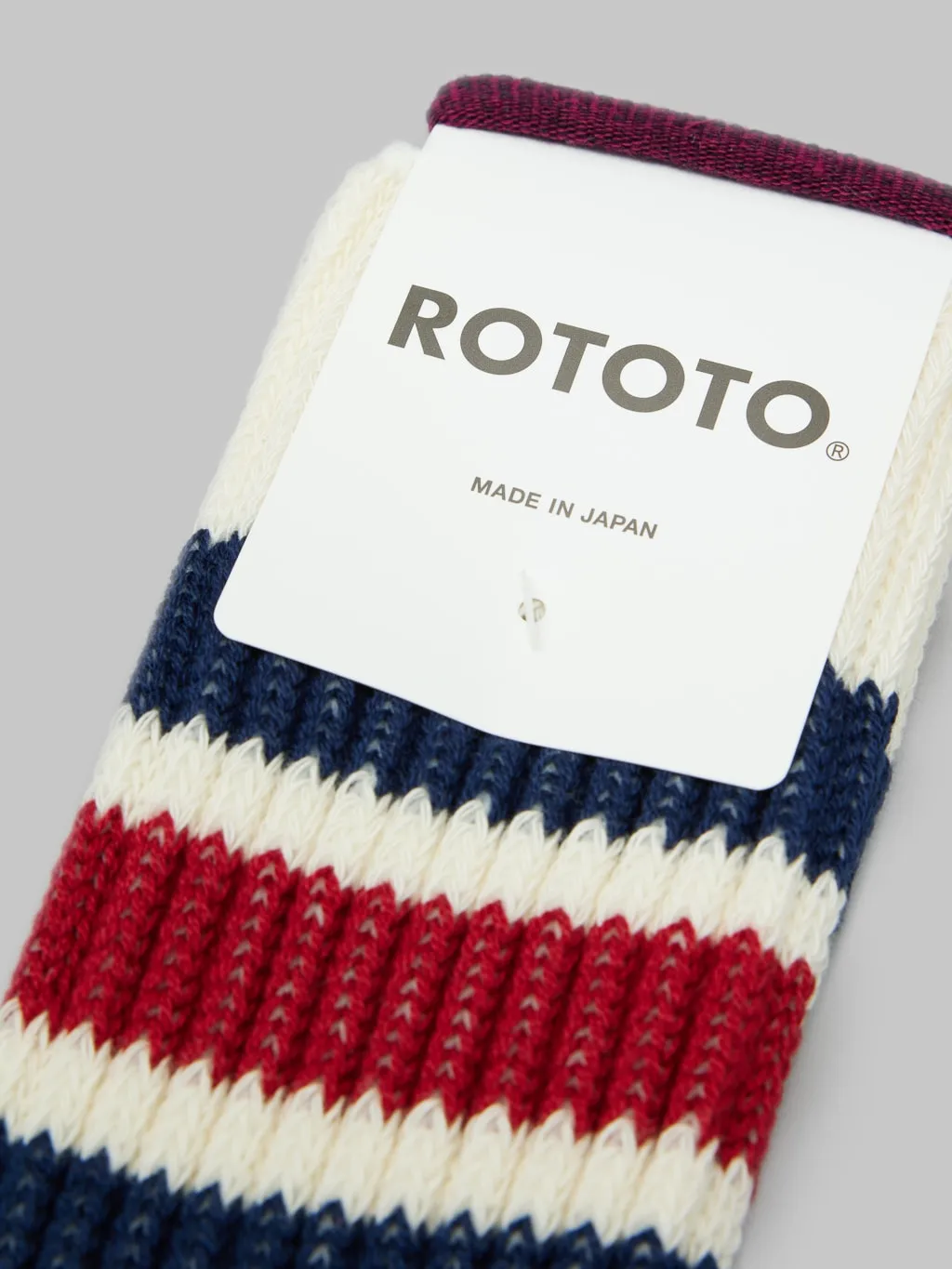 ROTOTO Coarse Ribbed Oldschool Crew Socks Navy/Dark Red