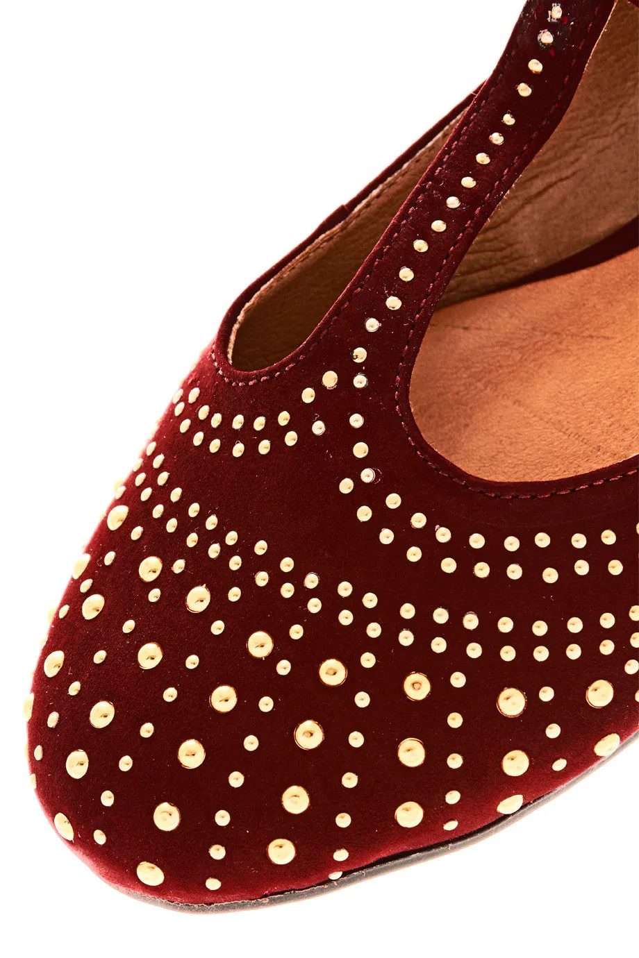 SABILE Bordeaux Studded Ballerinas