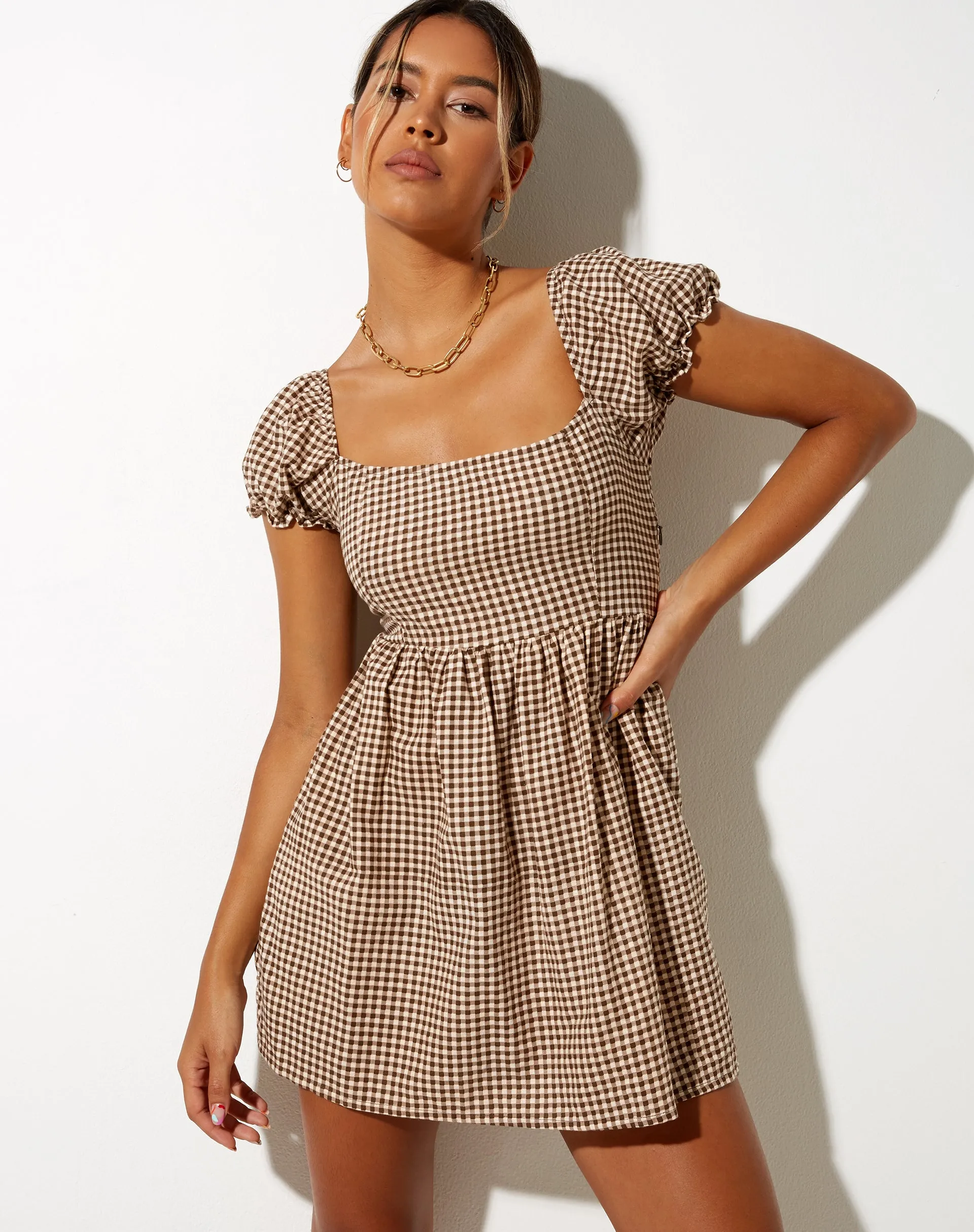 Saunder Skater Dress in Mini Gingham