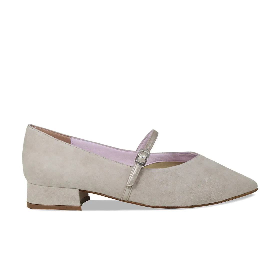 Savannah: Pale Taupe Suede & Patent