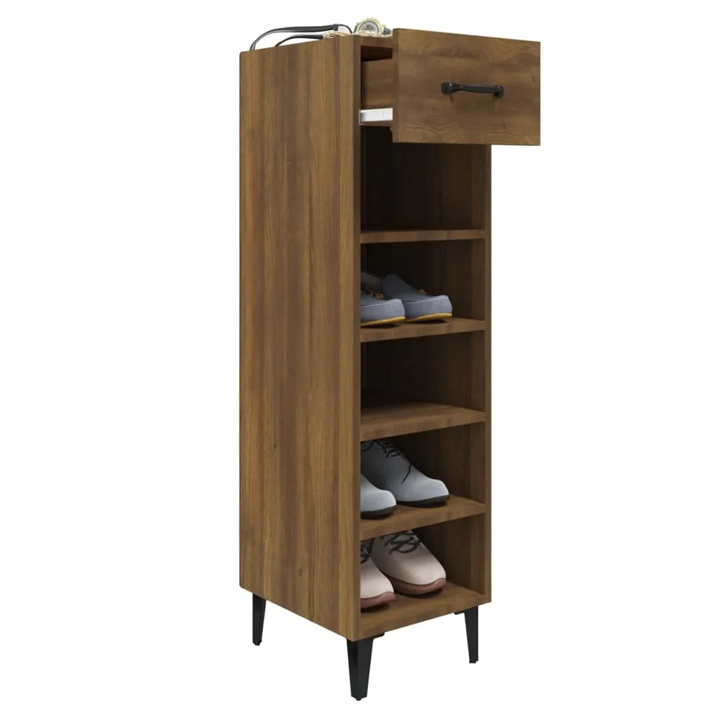 Shoe Cabinet Brown Oak 30x35x105 cm Engineered Wood