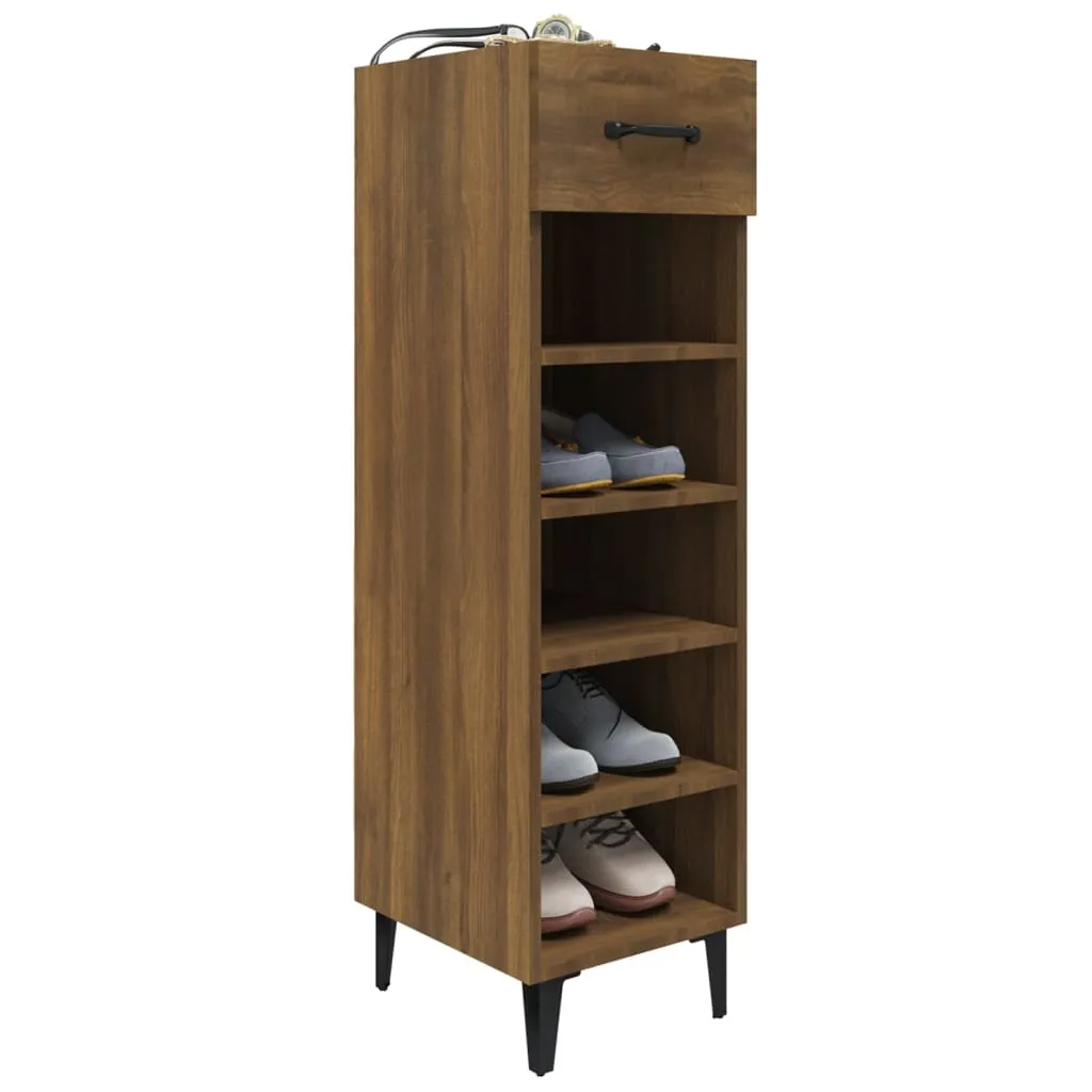 Shoe Cabinet Brown Oak 30x35x105 cm Engineered Wood